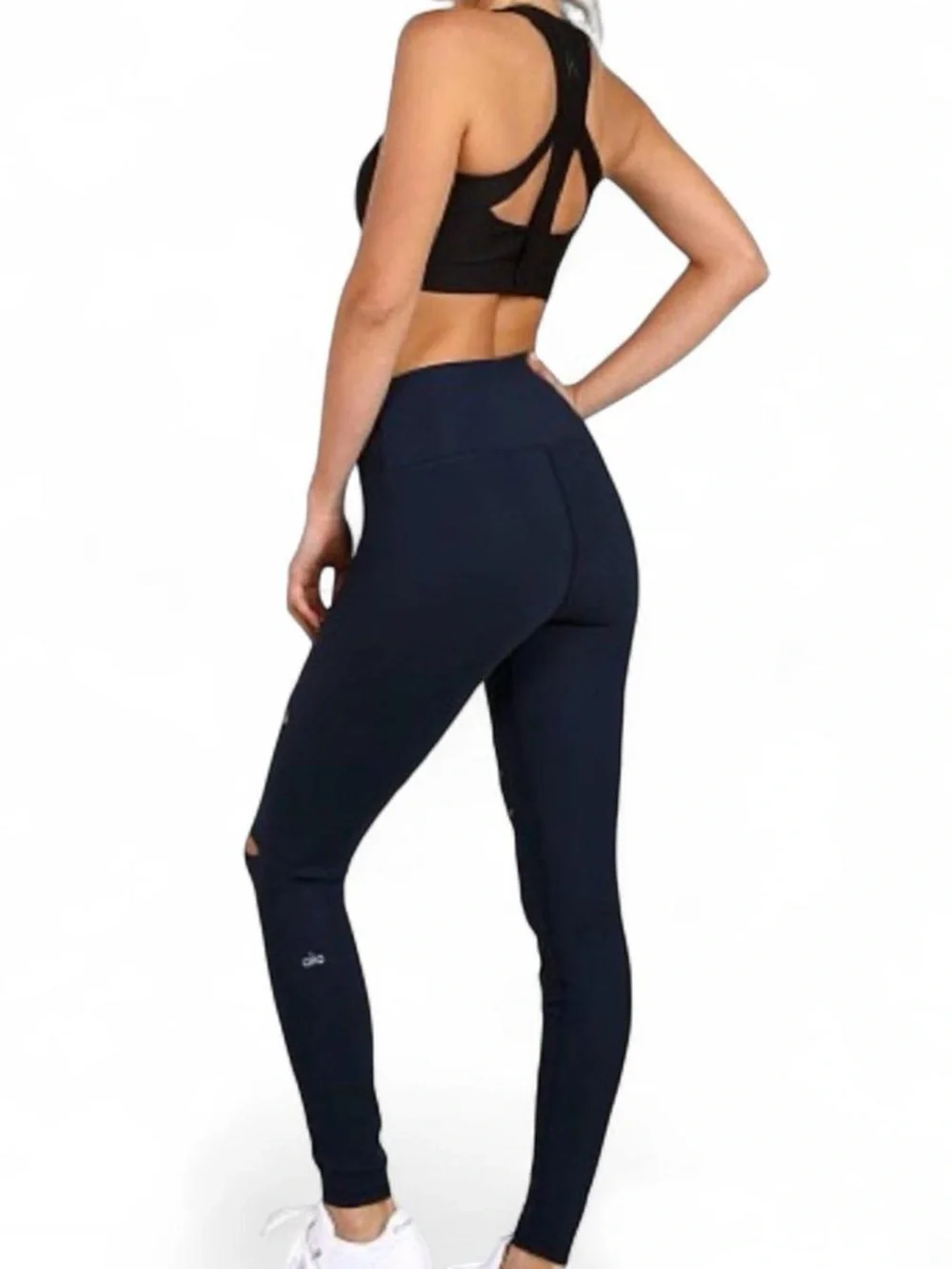 Alo Yoga Warrior Cutout Leggings Navy High Rise Size S